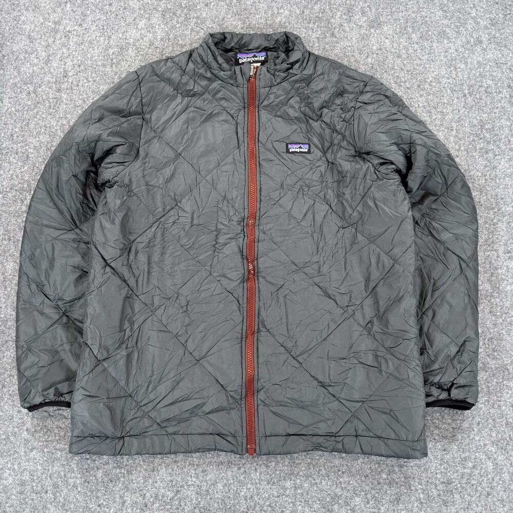 Patagonia Boys Diamond Quilted Jacket XXL 16-18 Grey Full Zip Insulated 68361